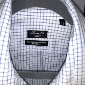 Mens Non Iron Comfort Fit Dress Shirt in Baby Blue Check Pattern
